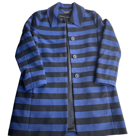 Trina Turk Womens Striped Topper Pea Coat Sz 10 Retro Mod Preppy Nautical Bold - Picture 13 of 13